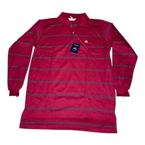Vintage NWT 80 90s Golden Fleece Brooks Brothers Mens Red Long Sleeve Polo (L)